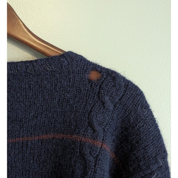 Polo Ralph Lauren Size Medium Wool Sweater For Craft Felting Project HOLES Blue - Picture 5 of 6